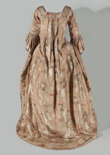 Robe à la française dress, floral ornaments, ribbon, flower bouquets, robe à la française clothing,