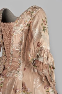 Robe à la française dress, floral ornaments, ribbon ornament, flower bouquets, robe à la française,