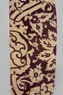 Fabric fragment, silk fabrics, fragments of patterned silk, chiseled velvet, Turkish fabric. Beige