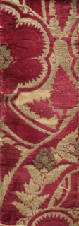 Fabric fragment, chiseled velvet with plant ornament, patterned fabrics. Rectangular fragment of