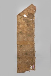 Fabric fragment. 17th century, Italy . Warp-woven satin background of pale red silk warp with two