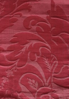 Fabric fragment, silk damask, patterned silk with floral motifs. Fragment of cherry damask with a