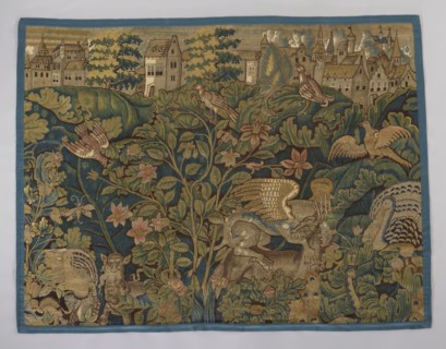 Tapestry-verdure, verdure with flowers and leaves, floral ornaments, 17th century, Flanders,