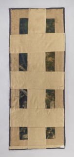 Fragment of verdure tapestry, flowers, leaves, floral ornaments, trees, birds, landscapes, interior
