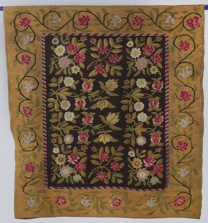 Kilim, 19th century, Poland. Flatwoven decorative textile kilim with central field of intertwining