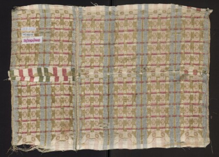 Fragment of fabric, gold-plated, fragments of a larger textile object, fragments of silk fabrics,