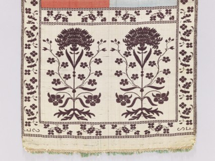 Kontusz belt, 18th century, Lyon. Bipartite heads with a flower bush motif. The stripe alternates