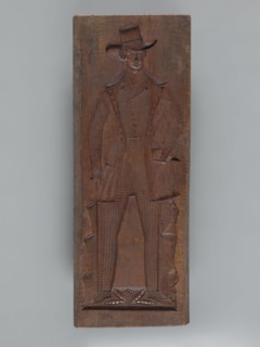 Double-sided gingerbread mould. Side A: figure of a lady; Side B: figure of a bachelor. Woodcarver
