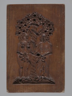 A single-sided gingerbread mold with the image of Adam and Eve in paradise. A single-sided,
