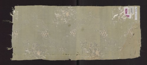 Fabric fragment, fabrics, fragments of a larger textile object, patterned silk fabric fragment,