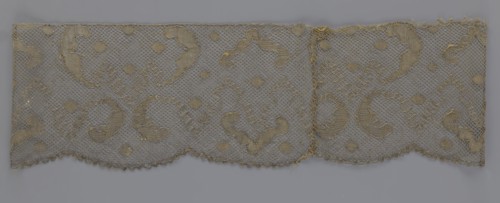 Lace fragment, lace, 18th century, Europe, fabric, width 20 cm, length 120 cm, The image shows a
