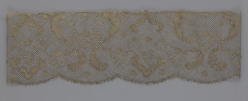 Lace fragment, lace, 18th century, Europe, fabric, width 20 cm, length 120 cm, A rectangular piece