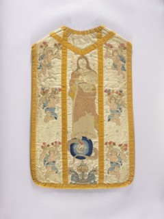 Chasuble, Liturgical vestment, 18th century, Poland. The front column is embroidered with stylized