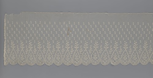 Lace fragment — shuttlecock; maker, mid-19th century, France. Lace for clothing accessories/fashion