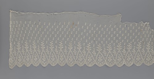Lace fragment — shuttlecock, mid-19th century, France. Lace clothing accessory shuttlecocks. Lower