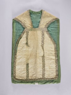 Chasuble, unknown creator; liturgical vestment, 18th century, possibly France. Against a background