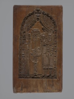 Double-sided gingerbread mould. Obverse: baptism scene; reverse: floral ornament. Genre scenes;