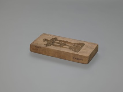 Double-sided gingerbread mould, rectangular. Obverse: Adam and Eve in paradise—naked figures