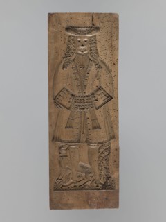One-sided gingerbread mould with the image of a bachelor;, Rectangular mould showing a male figure