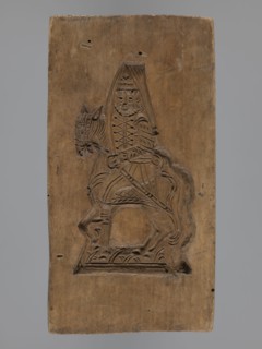 Double-sided gingerbread mould with the image of a rider on both sides;, Gingerbread; folk-style