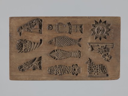 One-sided gingerbread form with various representations, woodcarver or gingerbread maker,