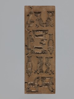 Double-sided gingerbread mould, maker signed Glauer woodcarver or gingerbread maker, dated j.1827.
