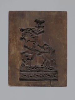 Double-sided gingerbread mould with the image of a rider on both sides, woodcarver or gingerbread