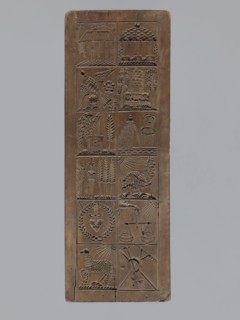 Double-sided gingerbread mould with different representations on both sides, carved by Glauer