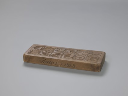 Double-sided gingerbread mould with different representations on both sides, carved by Glauer