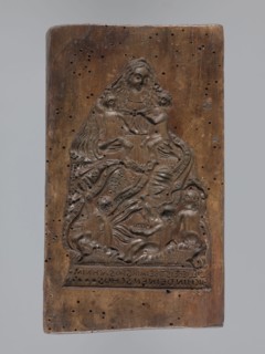 Double-sided gingerbread form. Obverse: image of the Madonna and Child; reverse: two rectangles