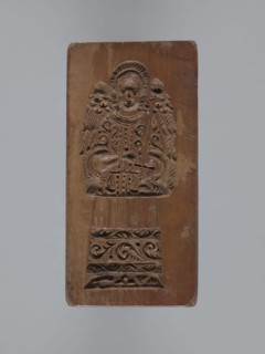 Double-sided gingerbread mould. Rectangular mould; obverse: stylised elongated fish covered with