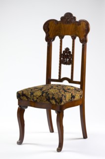 Chair, acanthus ornament, plant decoration, Louis Philippe style, mahogany chair with a padded seat