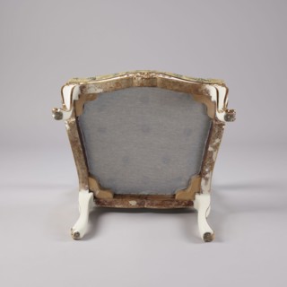 Armchair, Rococo style; floral decoration; cabriole legs; silk fabrics 18th-century patterned