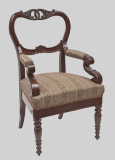 Armchair, Jan Mohr fl. ca. 1825–1850 carpenter, floral decoration, Biedermeier style, mahogany.