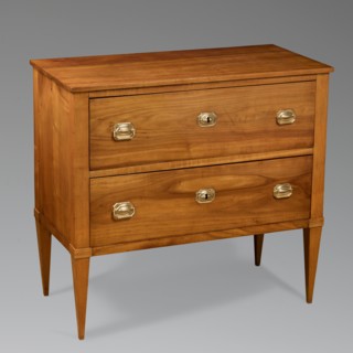 Chest of drawers, Biedermeier style. Cherry, two-drawer cuboid chest on straight, tall, angular,