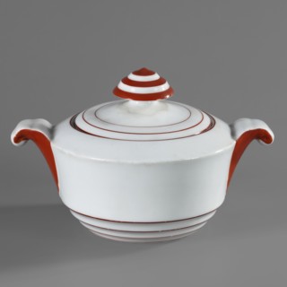 Sugar bowl with lid, Baltyk model, Cmielów faience and porcelain factory; 1804–, maker: Marcinek,