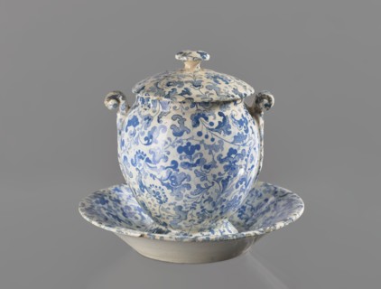 Mustard dish with lid, Cmielów faience and porcelain factory; 1804-, floral decorations. Mustard