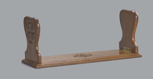 Bookstand, origin unknown, Hebrew, Jerusalem Israel/Palestine. Rectangular wooden bookstand with