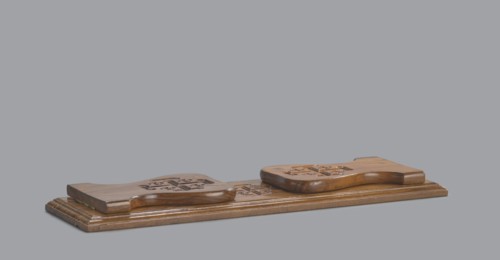 Bookstand, origin, Hebrew; Jerusalem cross iconography; used for pilgrimages. Rectangular bookstand