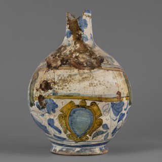 Bottle, maker, Montelupo ceramics centre; ca. 1400–, pottery workshop, plant decorations,