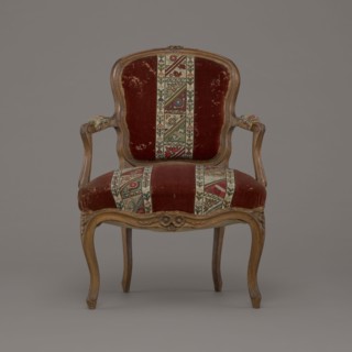 Armchair, rococo, flowers, geometric ornament, ca. 1760, France, piece of furniture seating piece,