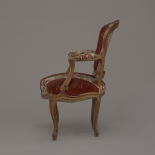 Armchair, rococo, flowers, geometric ornament, ca. 1760, France; seating piece piece of furniture;