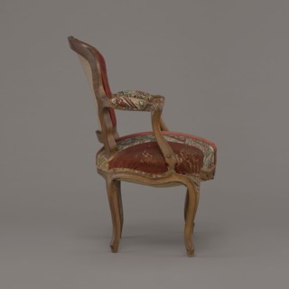 Armchair, rococo, flowers, geometric ornament, ca. 1760, France, piece of furniture seating piece,