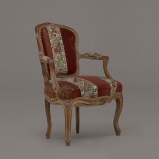 Armchair, rococo, flowers, geometric ornament, ca. 1760, France; piece of furniture seating piece;