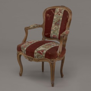 Armchair, rococo, flowers, geometric ornament, ca. 1760, France; piece of furniture seating piece;