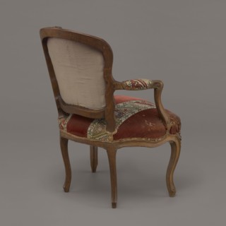 Armchair, rococo style, flowers and geometric ornament, ca. 1760, France; seating piece piece of