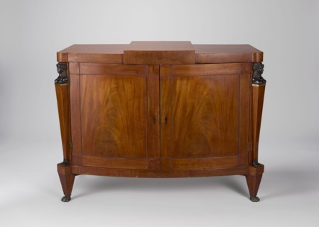 Cabinet, Empire style, mahogany veneered and polished, 1815–1825, Warsaw, one-piece cabinet with