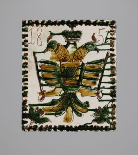 Tile, tiles, eagles, stoves, plant decorations, Hutsulshchyna, Decoration with a double-headed