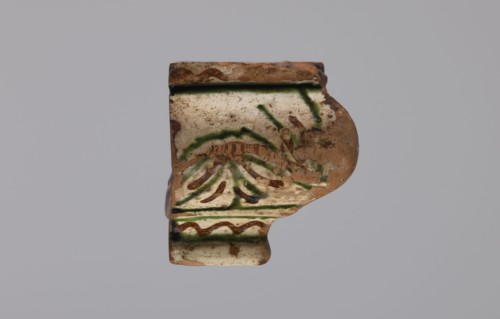 Cornice tile — fragments, four; maker, tile cullet; stoves; plant decorations; Hutsul region;