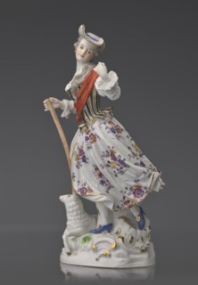 Shepherdess with a Sheep, Kaendler, Johann Joachim 1706–1775, sculptor; Koenigliche Porzellain